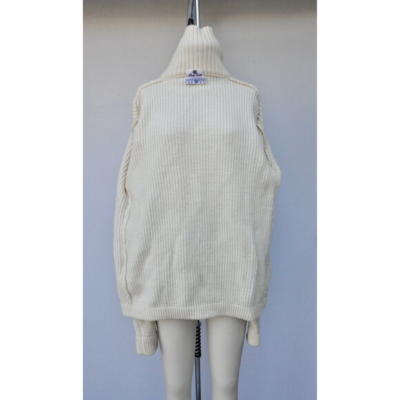 Vintage Chunky Wool Sweater Zip Up Cardigan Fisherman Icelandic Unisex M L - Picture 6 of 10